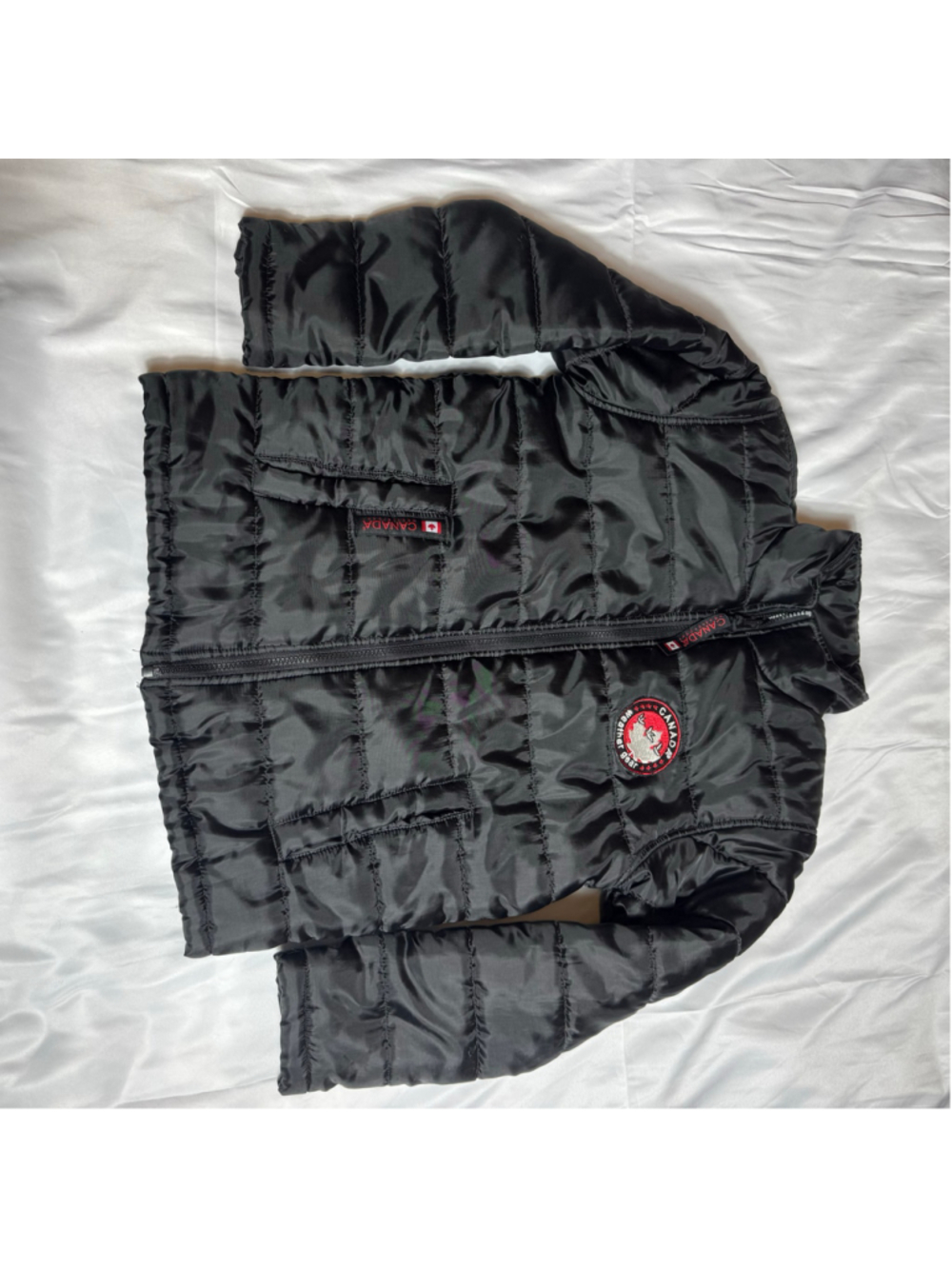 Boys Canada Weather Gear Puffer Jacket Size 10/12 Black Red